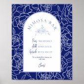 何かブルーフローラブライダルシャワーミモザバー ポスター (正面)