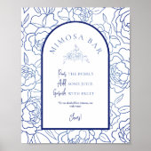 何かブルーフローラブライダルシャワーミモザバー ポスター (正面)