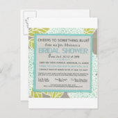 何かブルーブライダルシャワーの招待 インビテーションポストカード (正面/裏面)