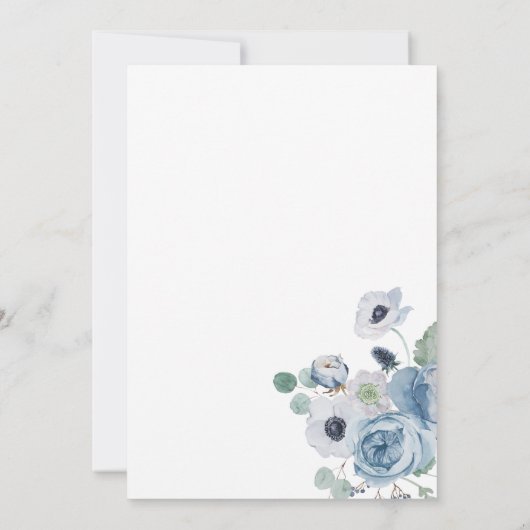 何かブルーブライダルシャワーの招待 招待状 (裏面)