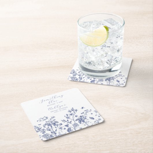 何かブルーブライダルシャワー紙コースター スクエアペーパーコースター (インサイチュ)