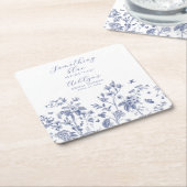 何かブルーブライダルシャワー紙コースター スクエアペーパーコースター (アングル)