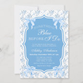 何かブルーブルーボウフローラブライダルシャワー 招待状 (正面)