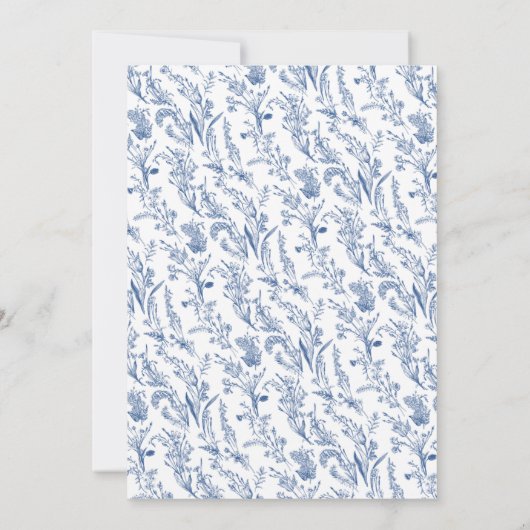 何かブルーボウグリッターシャンパンワイルドフラワー 招待状 (裏面)