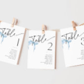 何かブルーボウタイイングノットテーブル番号ブライダル 招待状