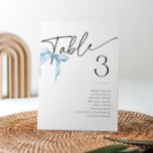 何かブルーボウタイイングノットテーブル番号ブライダル 招待状