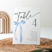 何かブルーボウタイイングノットテーブル番号ブライダル 招待状