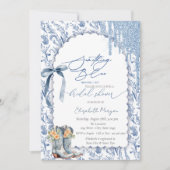 何かブルーボウドリップカウボーイブーツフローラ 招待状 (正面)