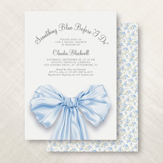 何かブルーボウフランスのコケットブライダルシャワー 招待状