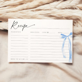 何かブルーボウブライダルシャワーレシピカード 招待状