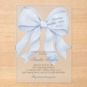 何かブルーボウブライダルシャワー招待 アクリル招待状 (正面)