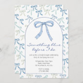 何かブルーリボンボウブライダルシャワー 招待状 (正面/裏面)