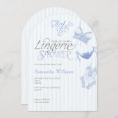 何かブルーレース名門私立校風のランジェリーブライダルシャワー 招待状 (正面/裏面)