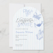 何かブルーレース名門私立校風のランジェリーブライダルシャワー 招待状 (正面)