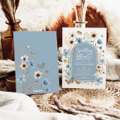 何かブルーワイルドフラワーガーデンブライダルシャワー 招待状