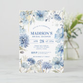 何かブルーワイルドフラワーフローラブライダルシャワー 招待状 (スタンド正面)