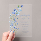 何かブルーワイルドフラワーブライダルシャワー アクリル招待状 (インサイチュ (ポータブル))