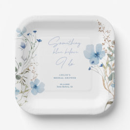 何かブルーワイルドフラワーブライダルシャワー ペーパープレート