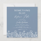 何かブルーワイルドフラワーブライダルシャワー 招待状 (正面)