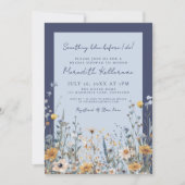 何かブルーワイルドフラワーブライダルシャワー 招待状 (正面)