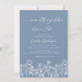 何かブルーワイルドフラワーブライダルシャワー 招待状 (正面)