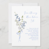 何かブルーワイルドフラワーブーケブライダルシャワー 招待状 (正面)