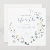 何かブルーワイルドフラワーボホブライダルシャワー 招待状 (正面/裏面)