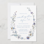 何かブルーワイルドフラワーリースブライダルシャワー 招待状 (正面)