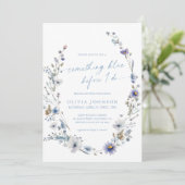 何かブルーワイルドフラワーリースブライダルシャワー 招待状 (スタンド正面)