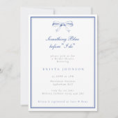 何かブルーヴィンテージボウブライダルシャワー 招待状 (正面)