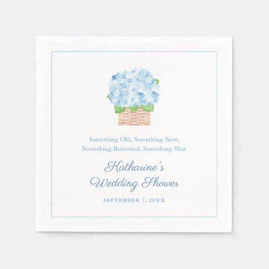 何かブルー春サマーブライダルシャワー スタンダードカクテルナプキン (正面)
