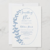 何かブルー蝶ボーホシックブライダルシャワー 招待状 (正面)