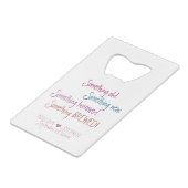 何か古い新しい借りた醸造結婚式の引き出物 クレジットカード栓抜き (裏面アングル)