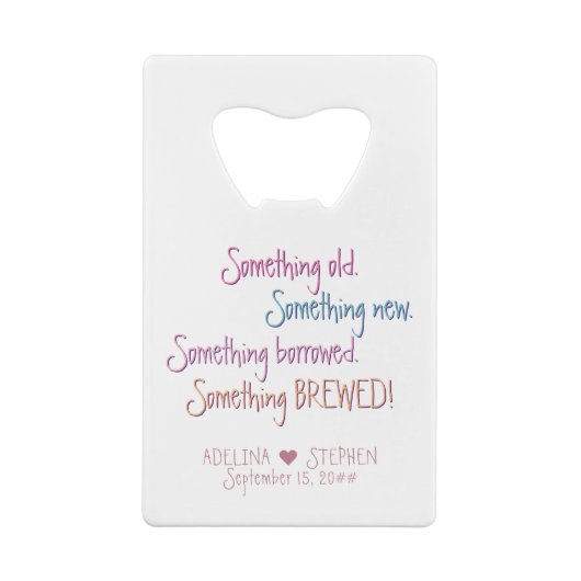 何か古い新しい借りた醸造結婚式の引き出物 クレジットカード栓抜き (裏面)