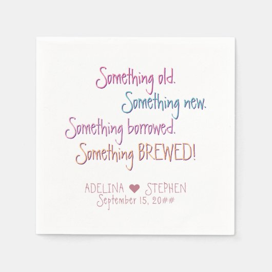 何か古い新しい借りた醸造結婚式の引き出物 スタンダードカクテルナプキン (正面)