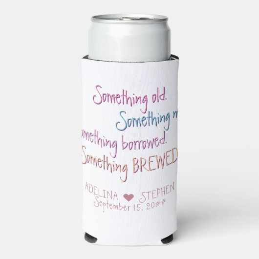 何か古い新しい借りた醸造結婚式の引き出物 スリム缶クーラー (Seltzer正面)