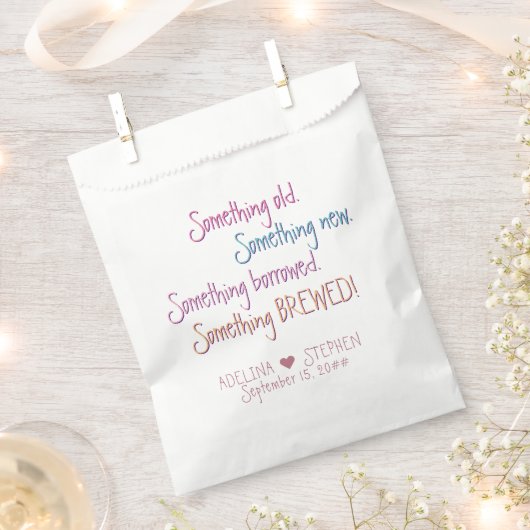 何か古い新しい借りた醸造結婚式の引き出物 フェイバーバッグ (クリップ留めされた状態)