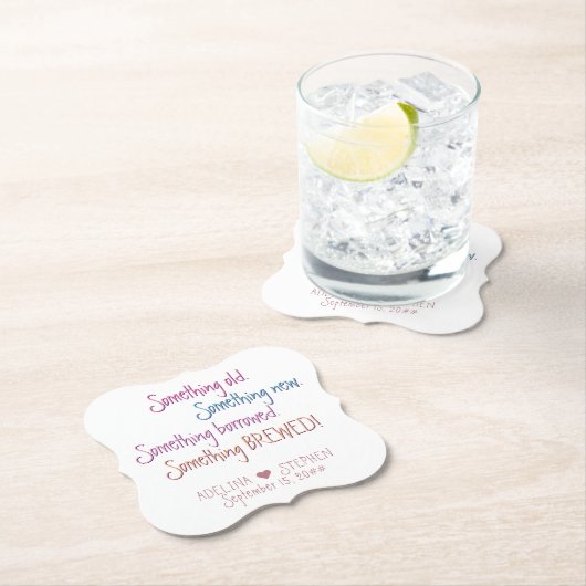 何か古い新しい借りた醸造結婚式の引き出物 ペーパーコースター (インサイチュ)