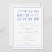 何か古い新しい借りた青い弓ブライダルシャワー 招待状 (正面)