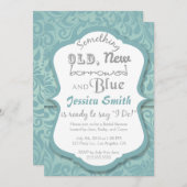 何か古い新しい借りた&ブルーブライダルシャワー 招待状 (正面/裏面)