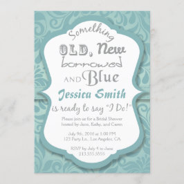 何か古い新しい借りた&ブルーブライダルシャワー 招待状