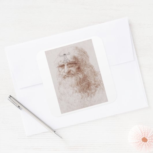 何か思い浮かんだこと、レオナルド・ダ・ヴィンチのポートレート スクエアシール (封筒)