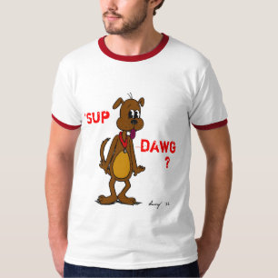 何か悪いことでも?ドギーメンズリンガーTシャツ Tシャツ