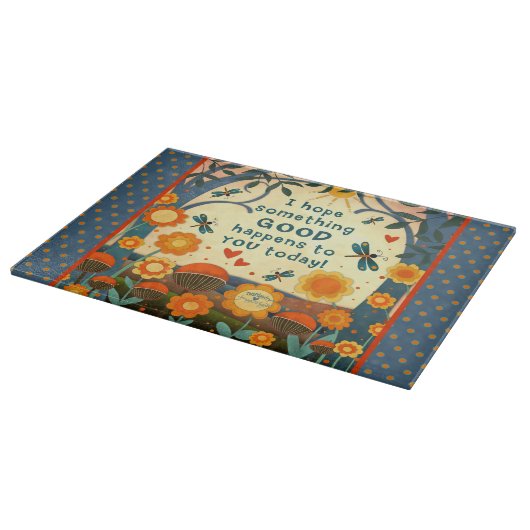 何か感動的良い引用文フローラオレンジ カッティングボード (角)