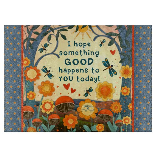 何か感動的良い引用文フローラオレンジ カッティングボード (正面)