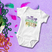 「何か投げてくれ、お嬢さん」マーディ・グラス ベビーボディスーツ