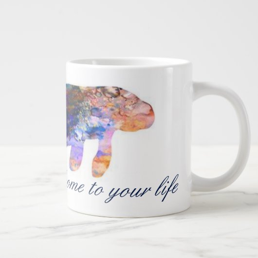 何か新しいMug_Watercolorマナティー ジャンボコーヒーマグカップ (右)