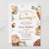 何か甘いものがコーヒーを醸造しているブライダルシャワー 招待状 (正面)