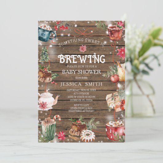 何か甘いものは冬の木の赤ちゃんシャワーを醸造している 招待状 (スタンド正面)