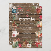 何か甘いものは冬の木の赤ちゃんシャワーを醸造している 招待状 (正面/裏面)